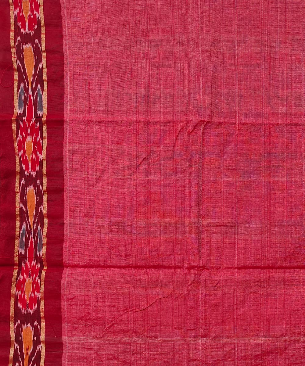 Beige red gopalpur tussar silk handwoven saree