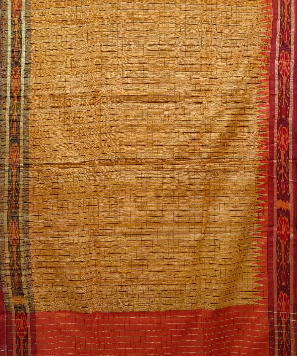 Yellow gopalpur tussar silk handwoven saree