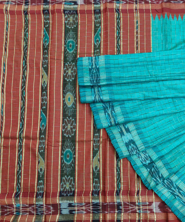 Light green maroon gopalpur tussar silk handwoven saree