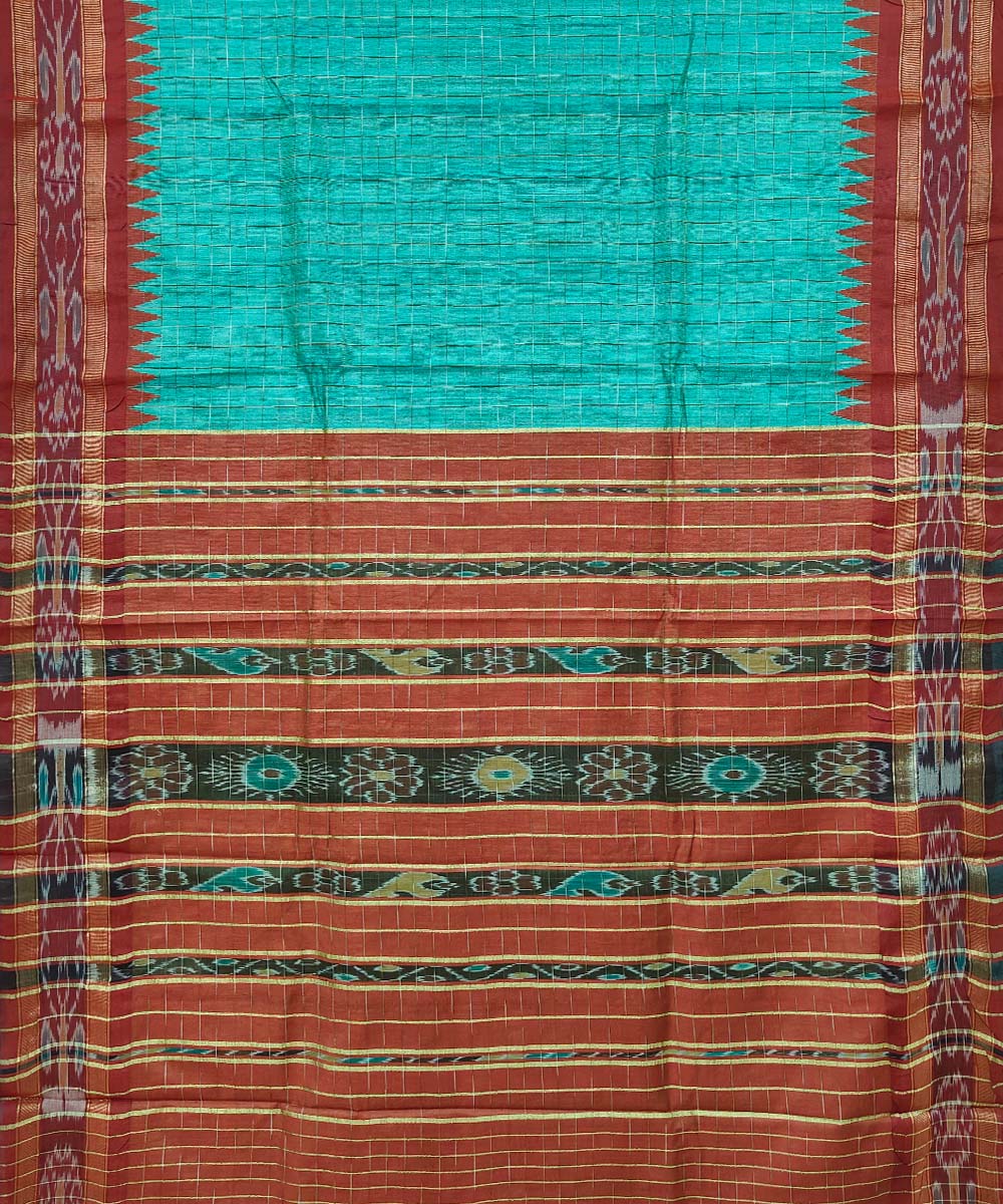 Light green maroon gopalpur tussar silk handwoven saree