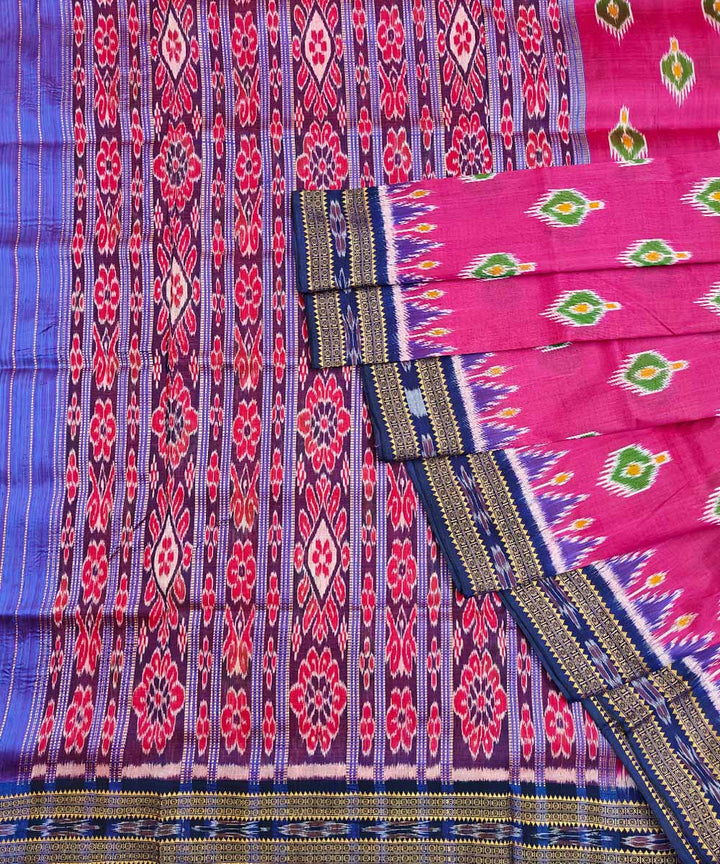 Pink cotton silk handwoven khandua saree