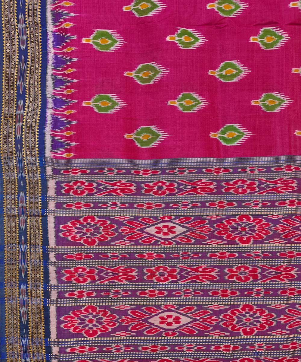 Pink cotton silk handwoven khandua saree
