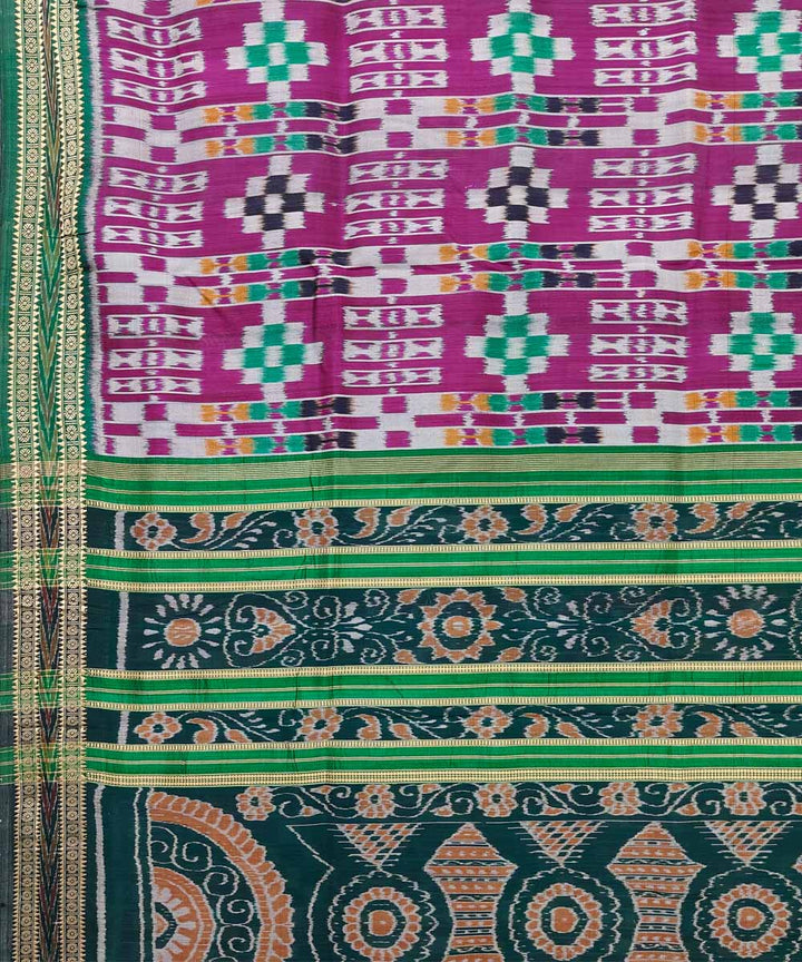 Purple black cotton silk handwoven khandua saree