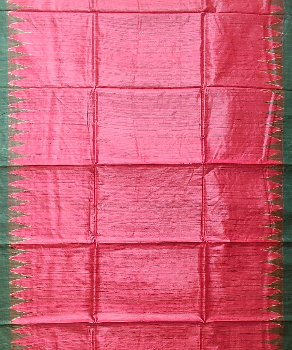 Red dark green tussar silk handloom gopalpur saree
