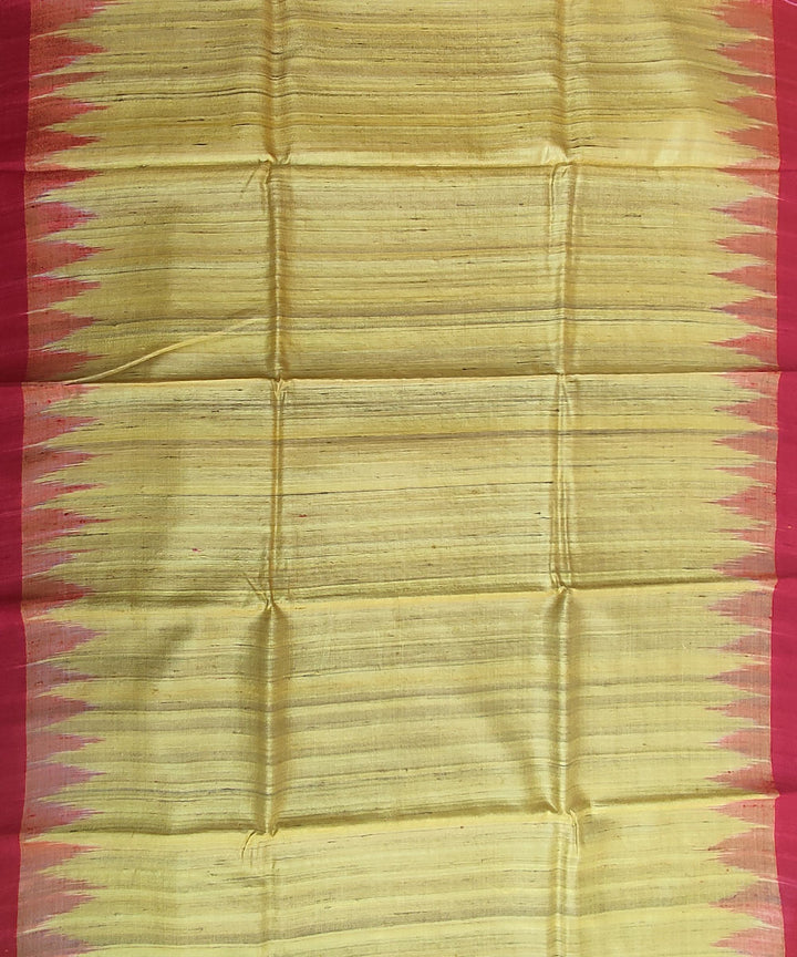 Yellow red tussar silk handloom gopalpur saree