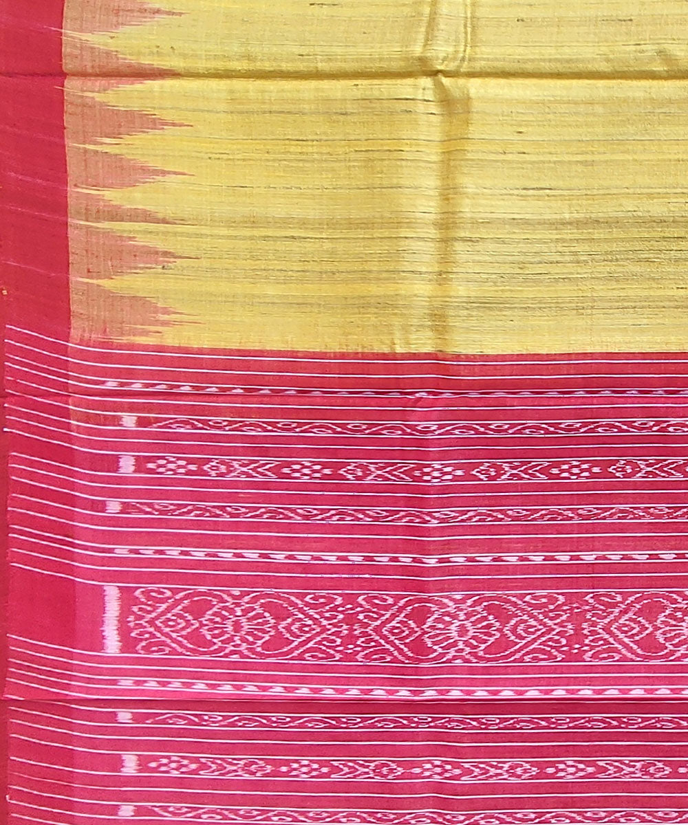 Yellow red tussar silk handloom gopalpur saree