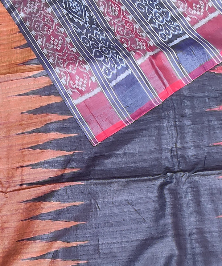 Purple multicolor tussar silk handloom gopalpur saree