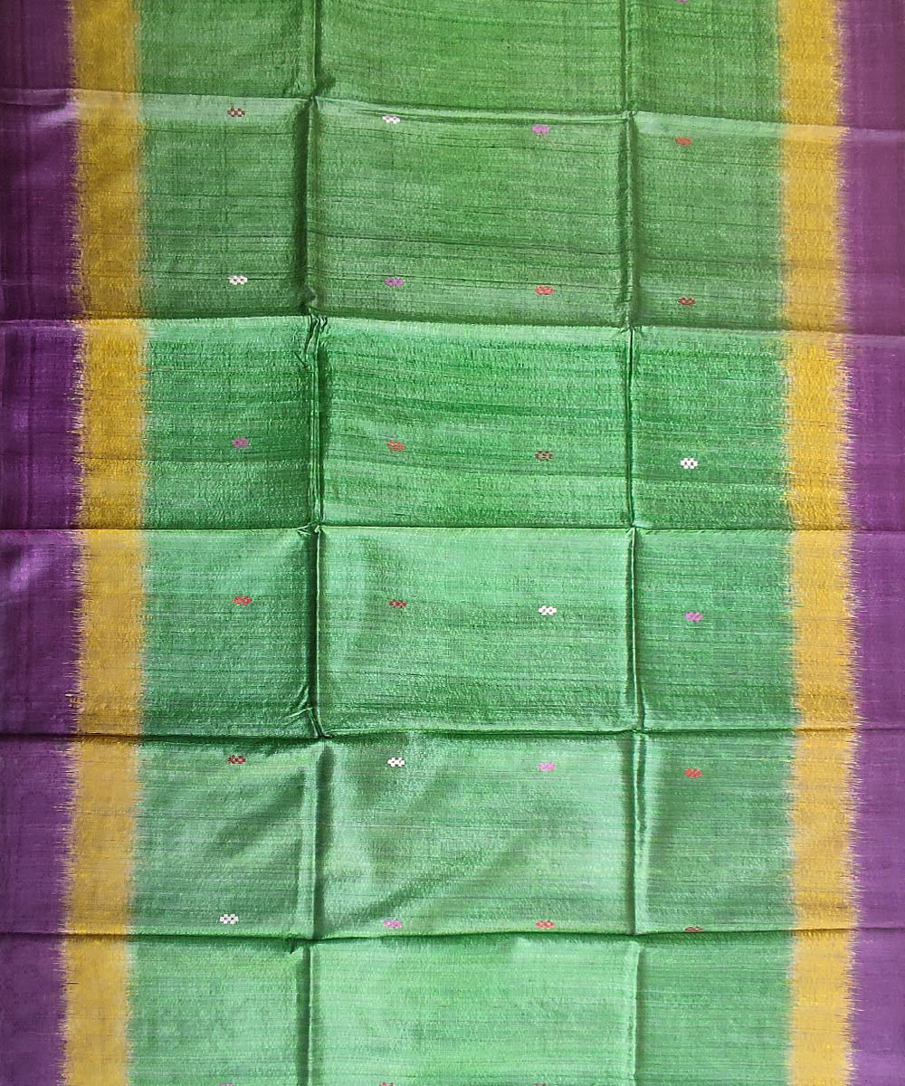 Light green purple tussar silk handloom gopalpur saree