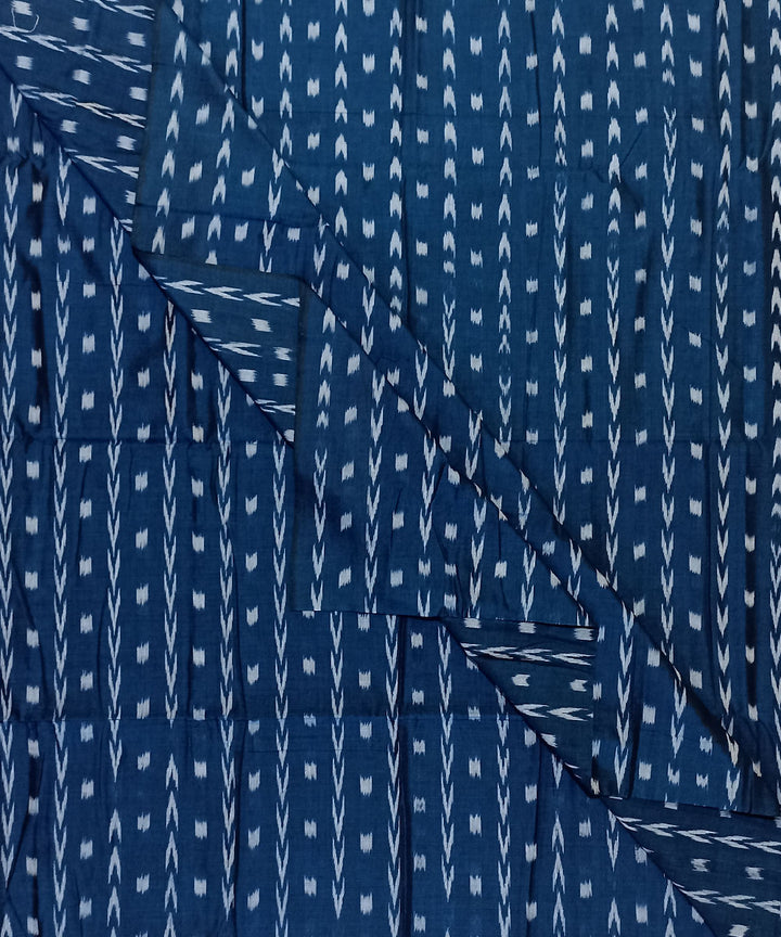 Navy blue hand woven cotton nuapatna fabric