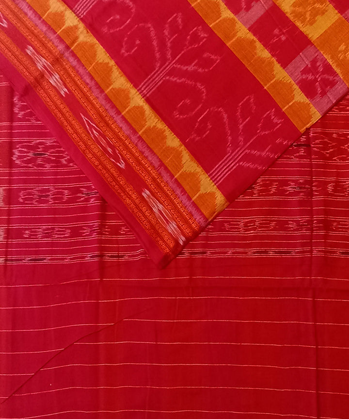 Red yellow cotton handwoven nuapatna saree