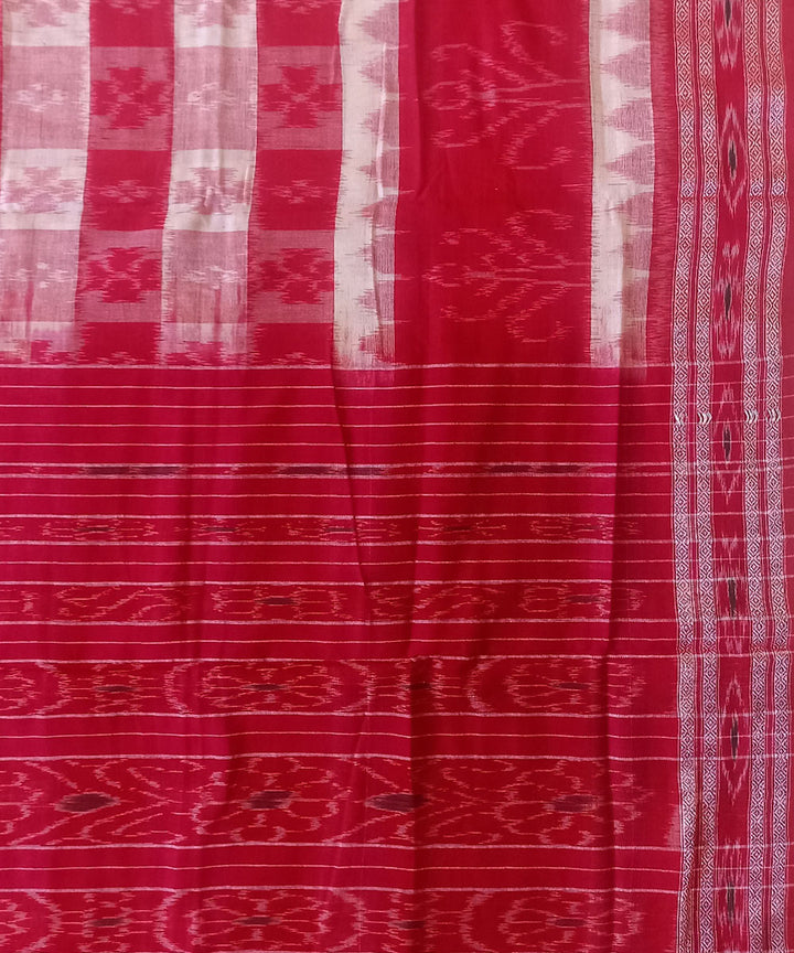 Red white cotton handwoven nuapatna saree