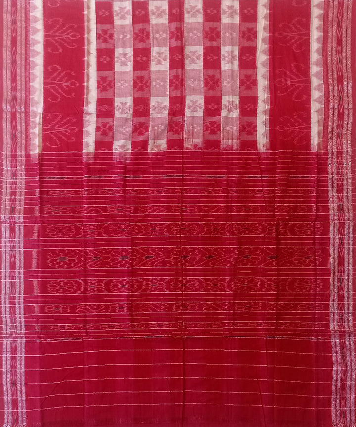 Red white cotton handwoven nuapatna saree