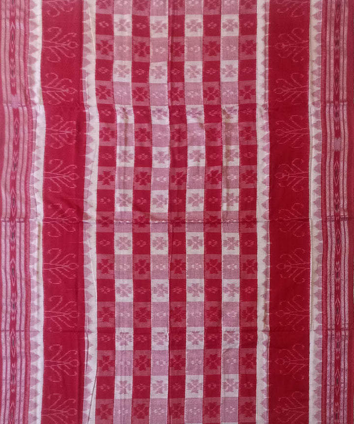 Red white cotton handwoven nuapatna saree