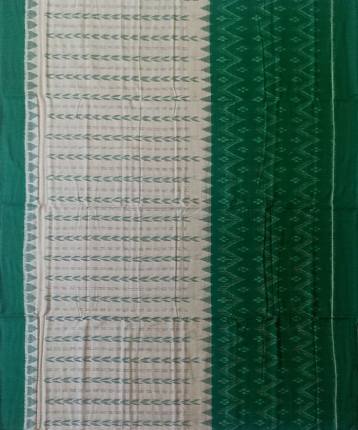 Beige green cotton handwoven nuapatna saree