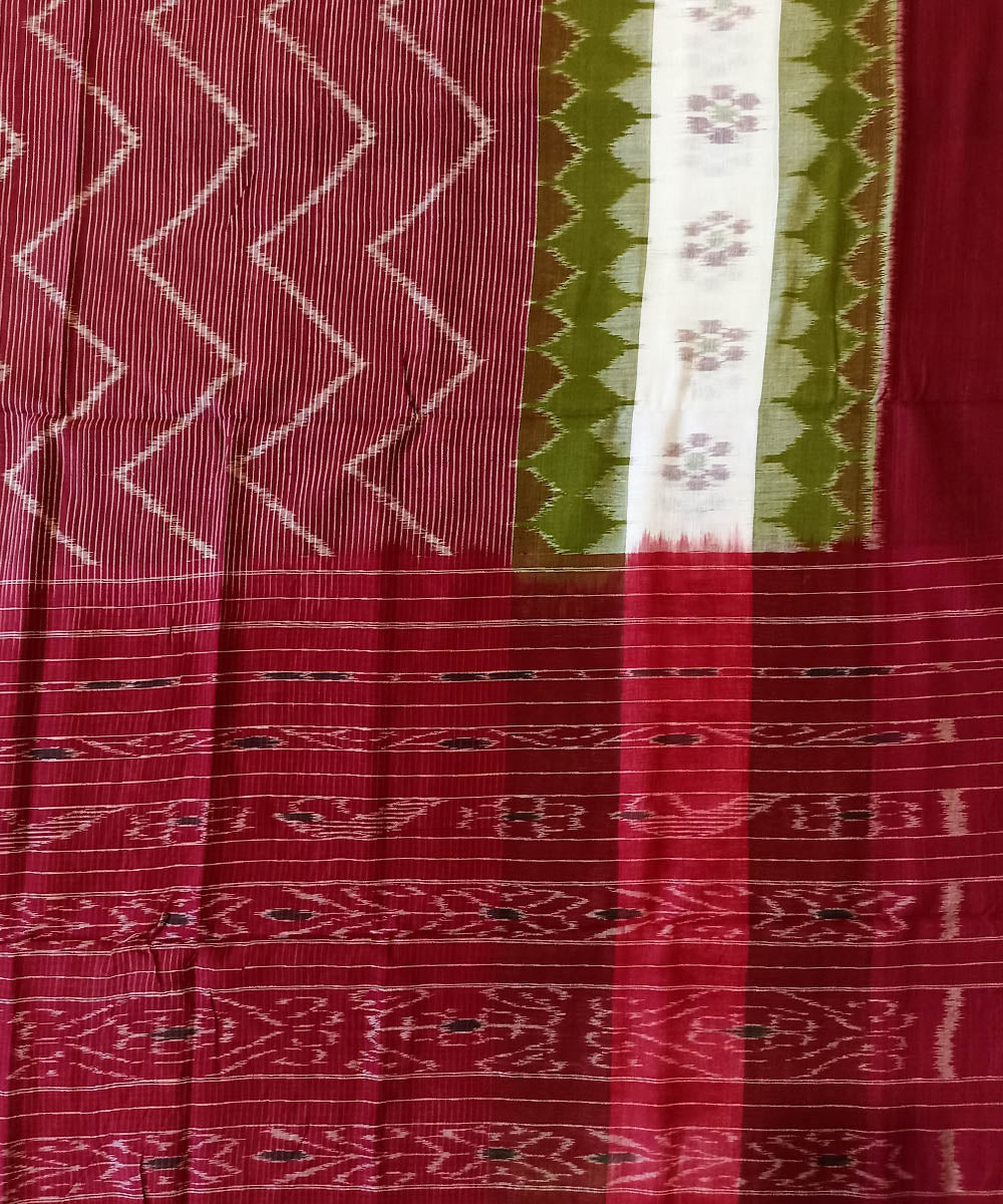 Maroon cotton handwoven nuapatna saree