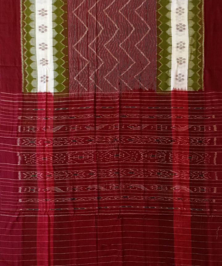 Maroon cotton handwoven nuapatna saree