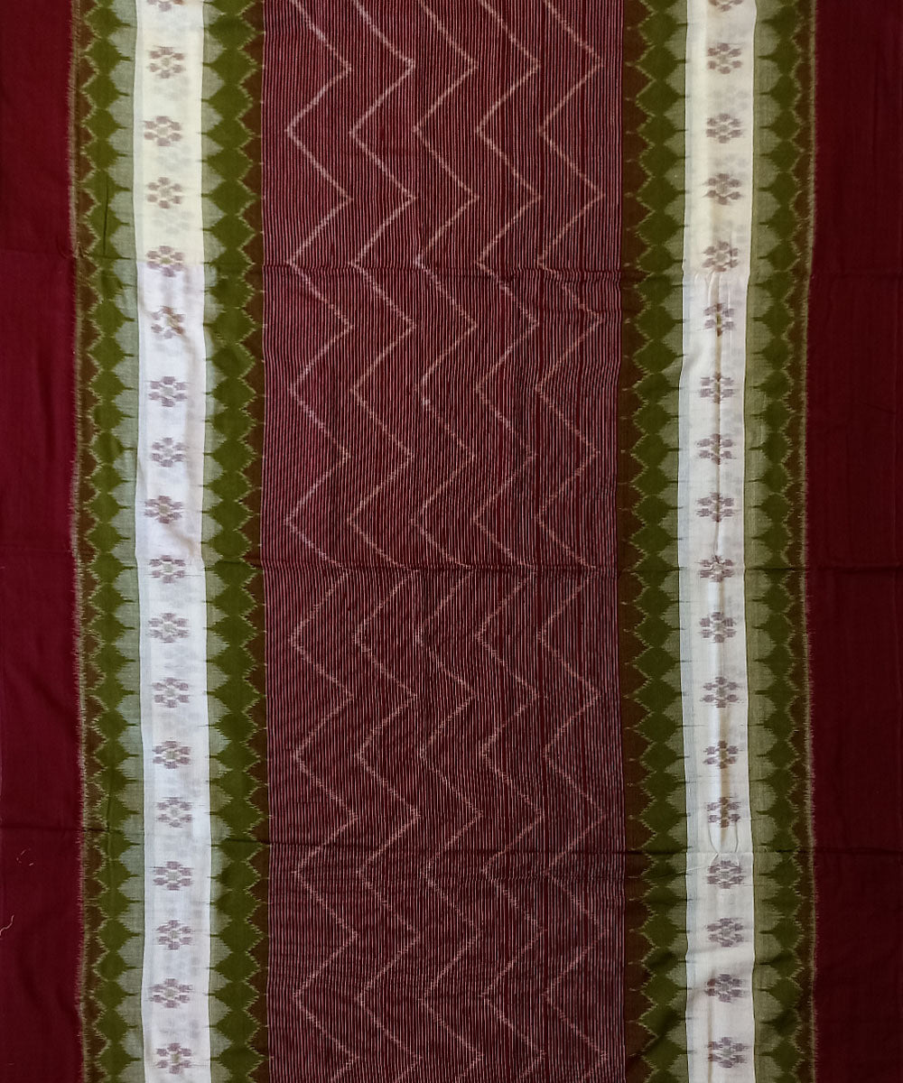 Maroon cotton handwoven nuapatna saree