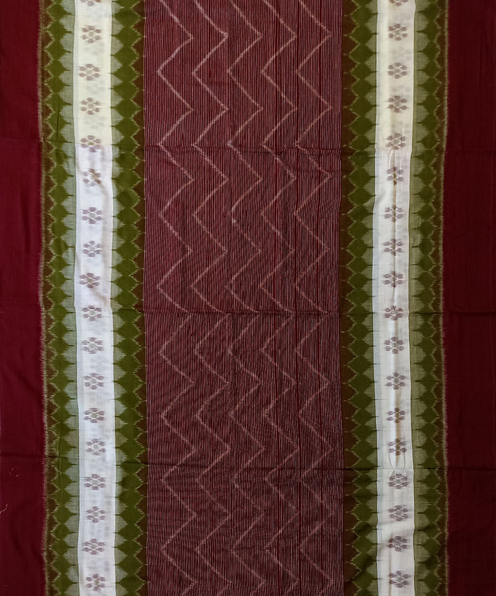 Maroon cotton handwoven nuapatna saree