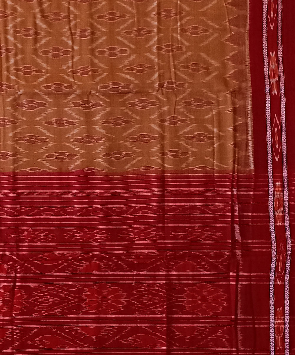 Brown red cotton handwoven nuapatna saree