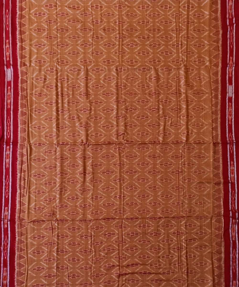 Brown red cotton handwoven nuapatna saree