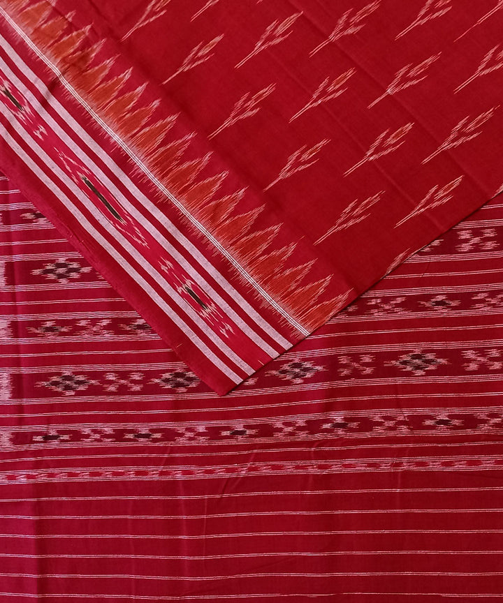 Red cotton handwoven nuapatna saree