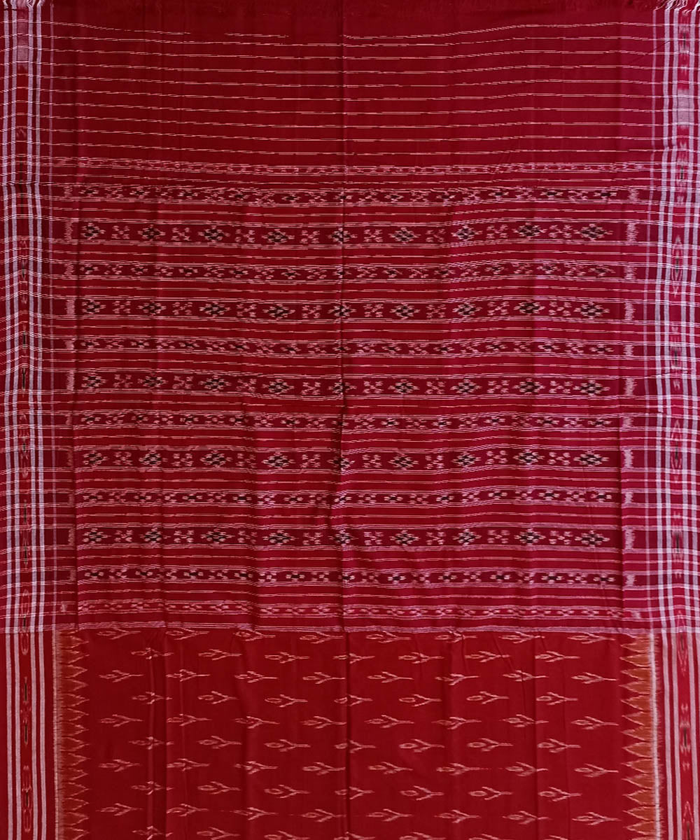 Red cotton handwoven nuapatna saree