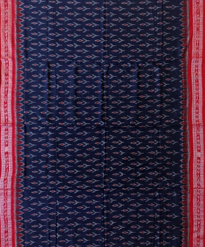 Navy blue maroon cotton handwoven nuapatna saree