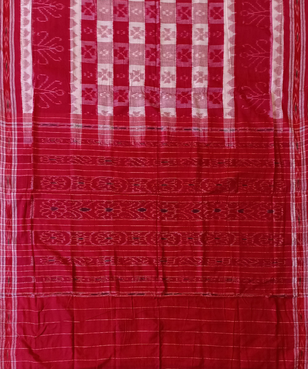 Pink red cotton handwoven nuapatna saree