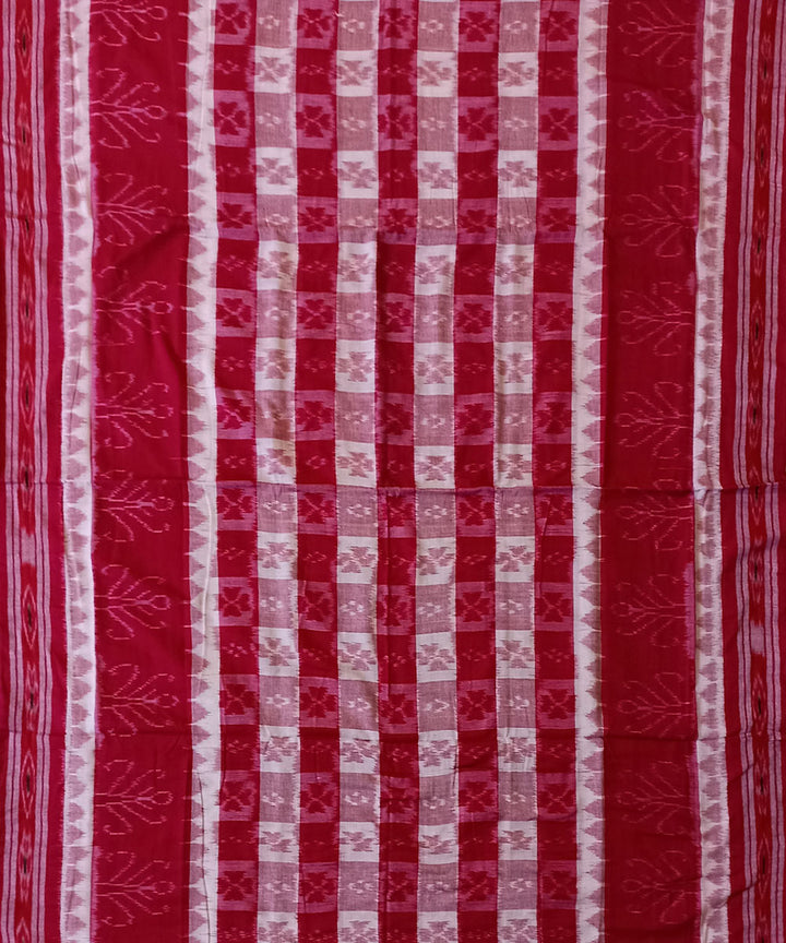 Pink red cotton handwoven nuapatna saree