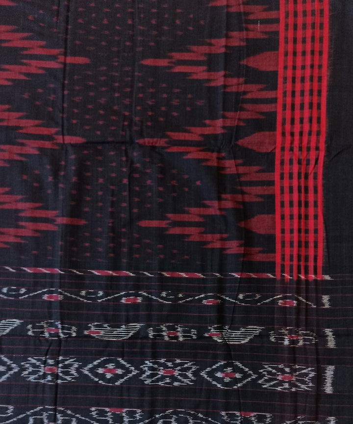 Black red cotton handwoven nuapatna saree