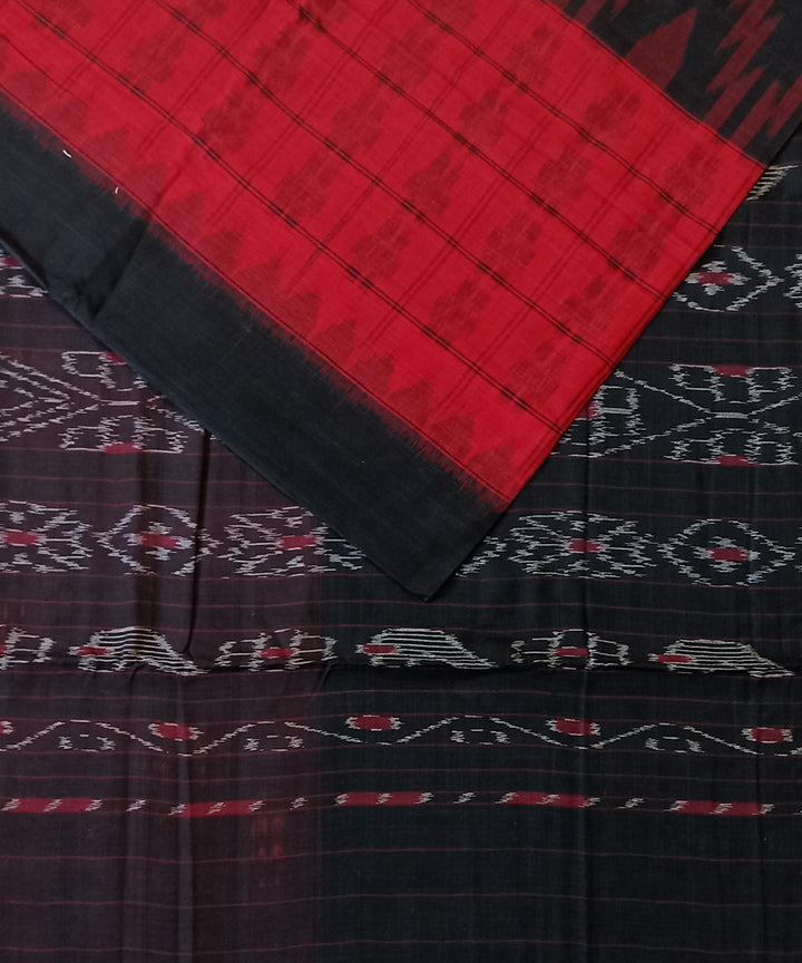 Black red cotton handwoven nuapatna saree