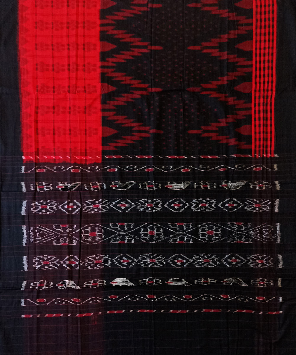 Black red cotton handwoven nuapatna saree