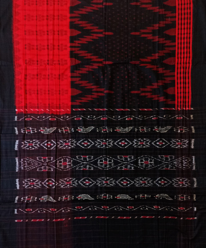 Black red cotton handwoven nuapatna saree