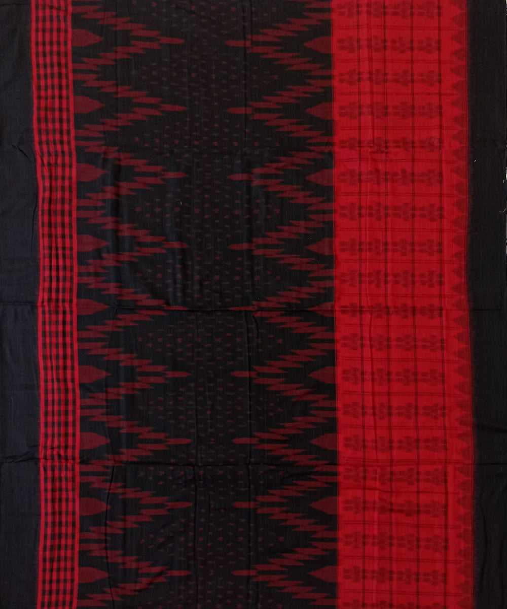 Black red cotton handwoven nuapatna saree