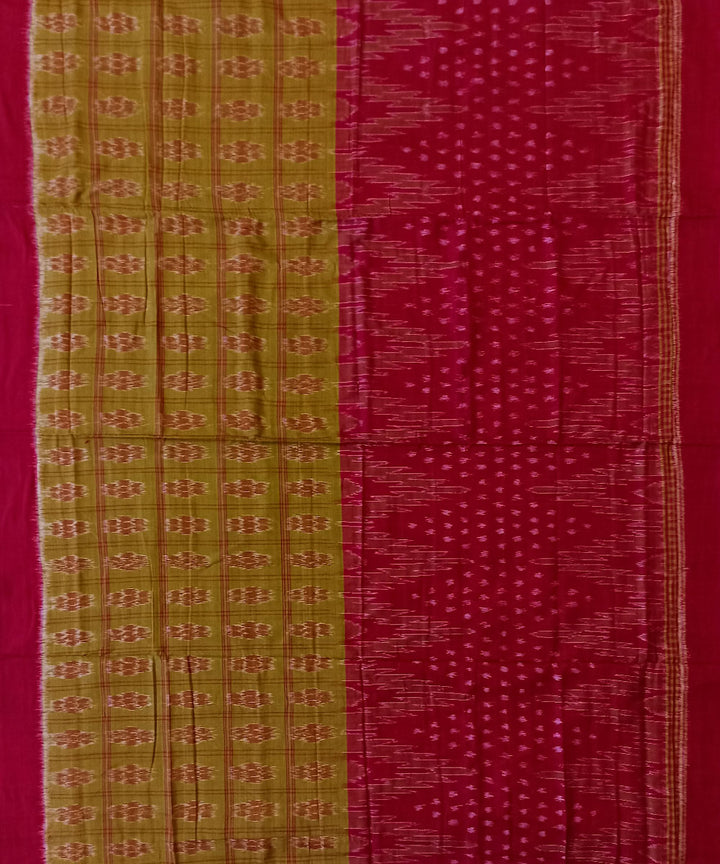 Maroon light green cotton handwoven nuapatna saree