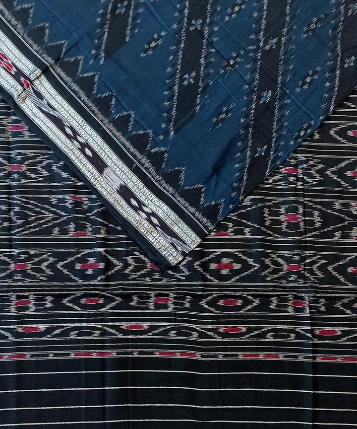 Navy blue black cotton handwoven nuapatna saree