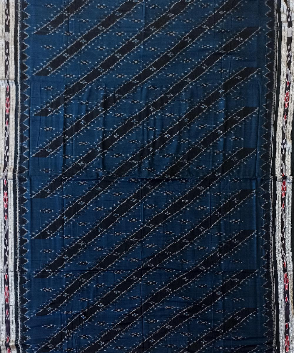 Navy blue black cotton handwoven nuapatna saree