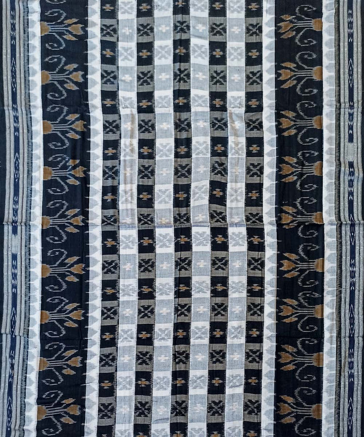 Black white blue cotton handwoven nuapatna saree