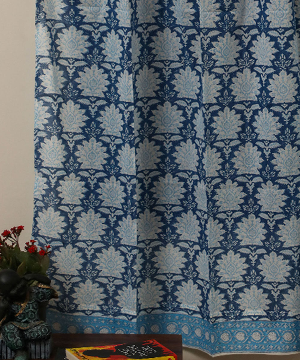 White orange hand printed cotton window curtain