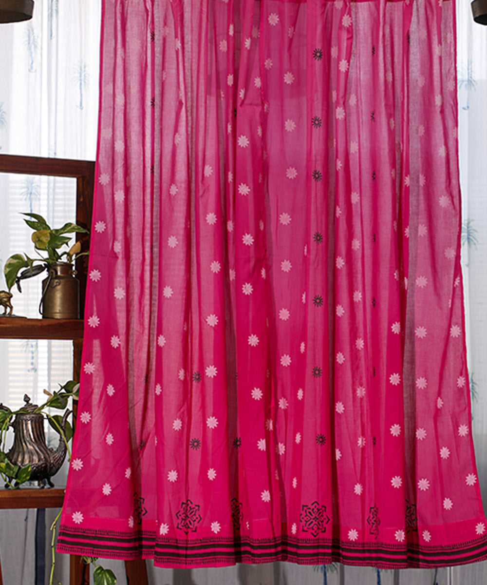 White red all over hand printed sanganeri window curtain