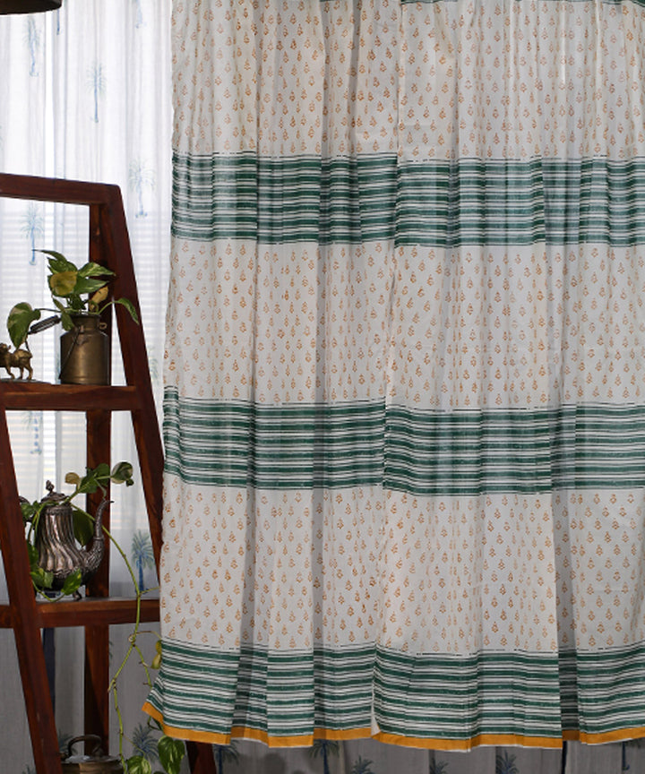 Lime green red,green hand printed sanganeri cotton window curtain