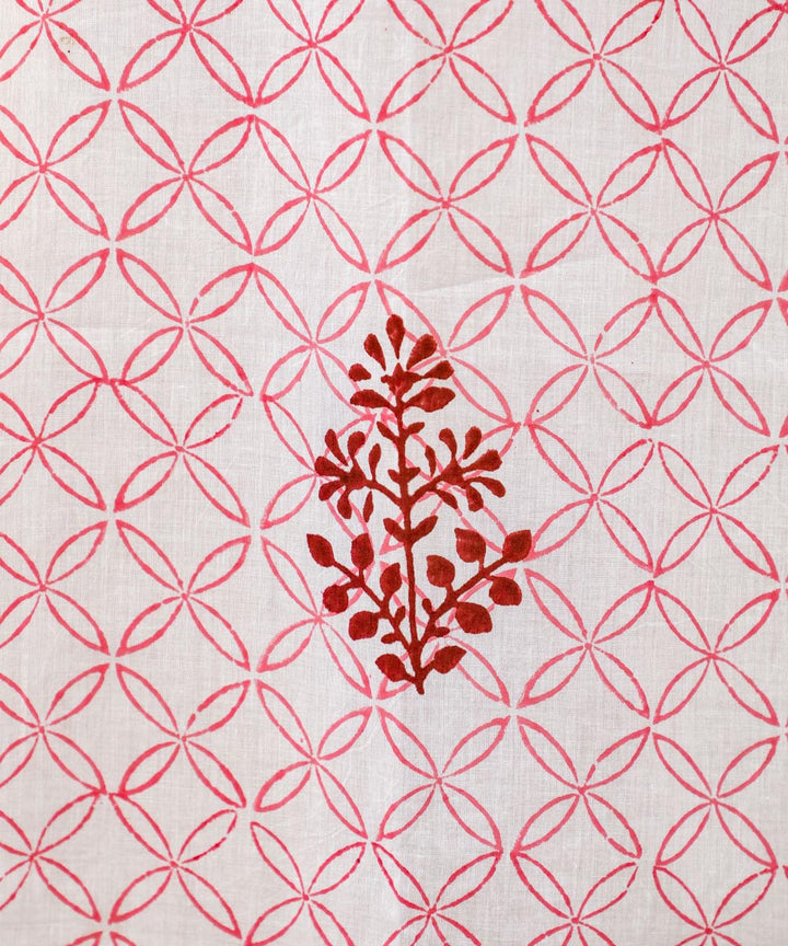 White red cotton hand printed sanganeri window curtain