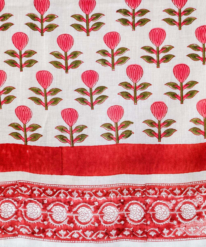 White red all over hand printe sanganeri cotton window curtain