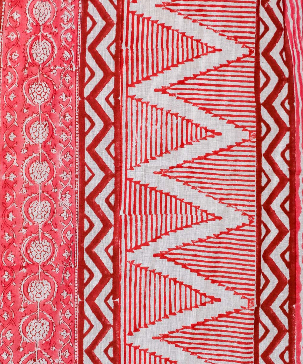 White red hand bloack printed cotton sanganeri window curtain