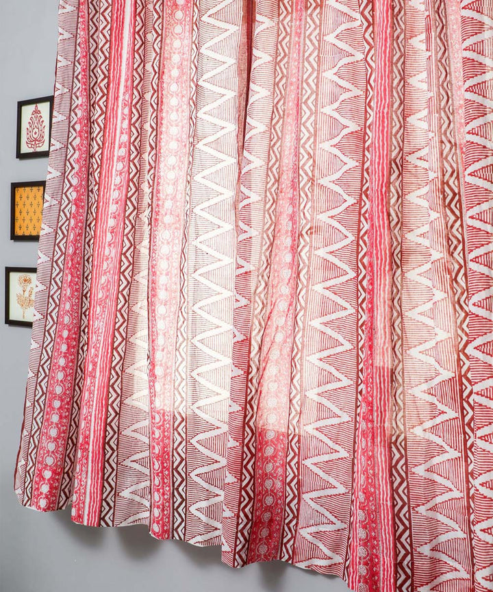 White red hand bloack printed cotton sanganeri window curtain