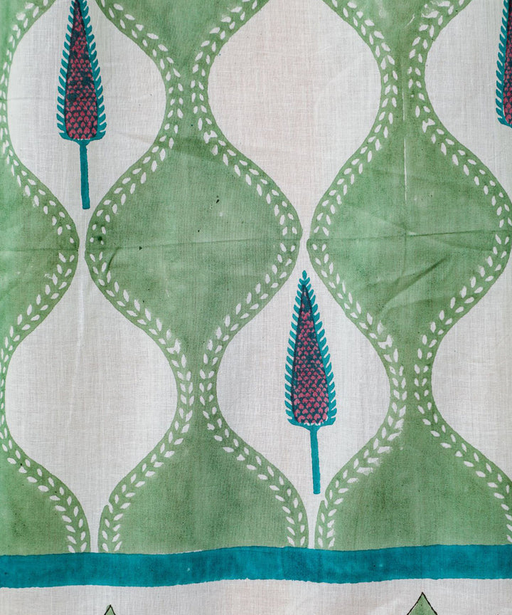 White green all over hand printed sanganeri cotton window curtain