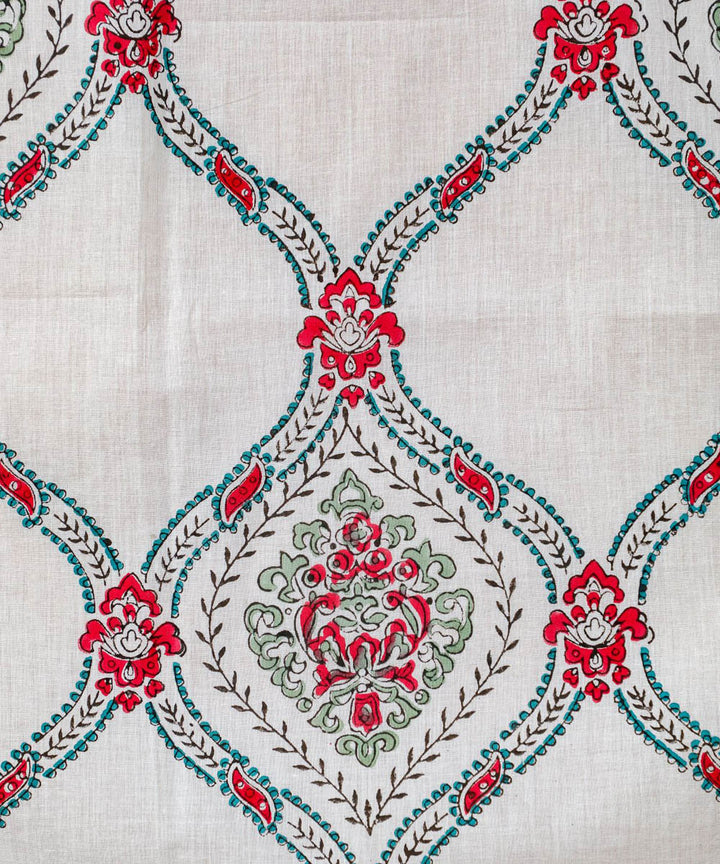 Multi colour hand printed sanganeri cotton window curtain