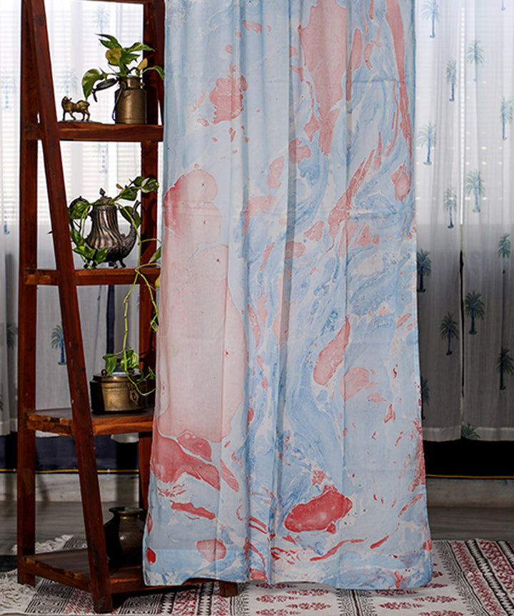 Red peach hand printed cotton door curtain