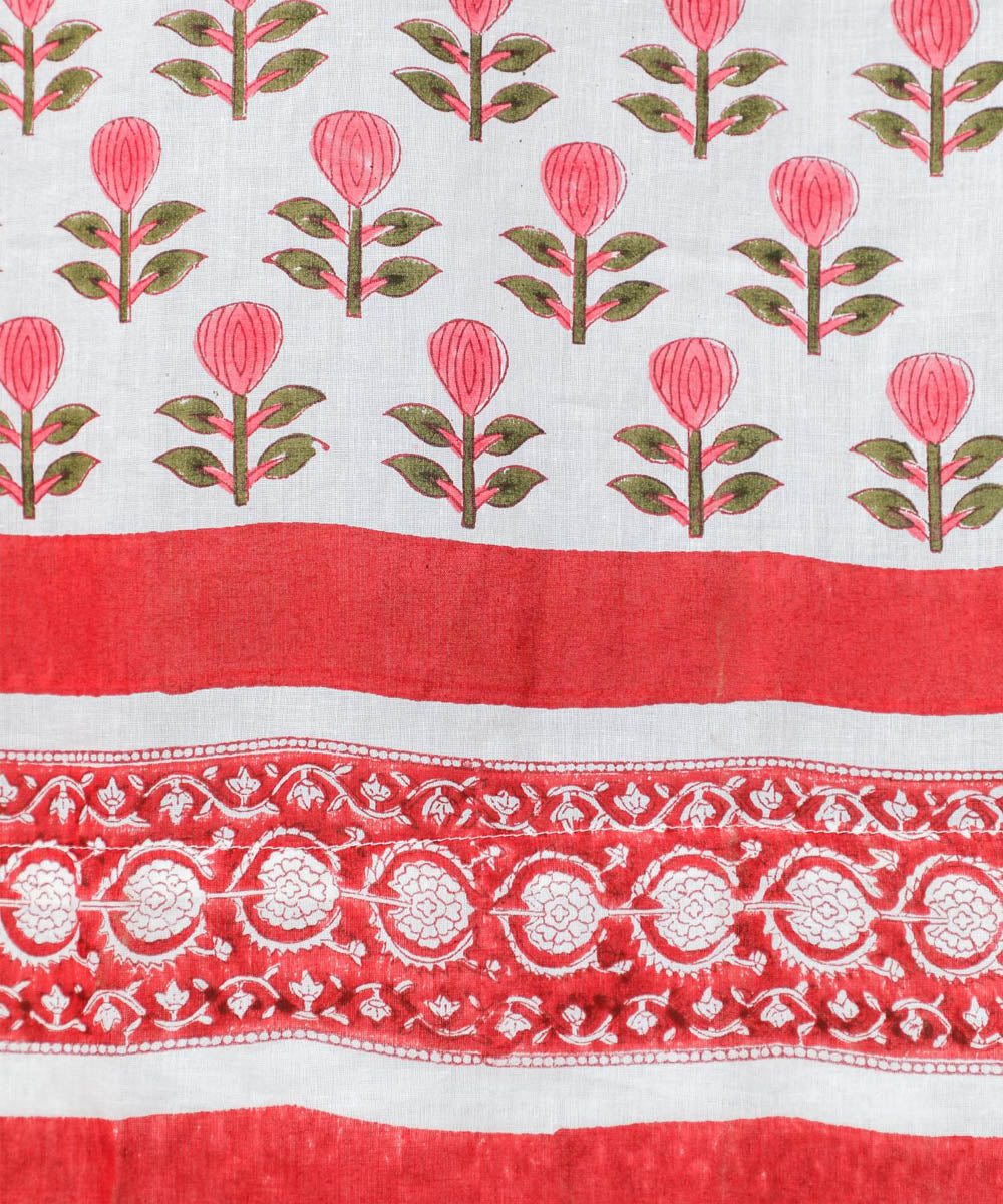 White red all over hand printed sanganeri door curtain