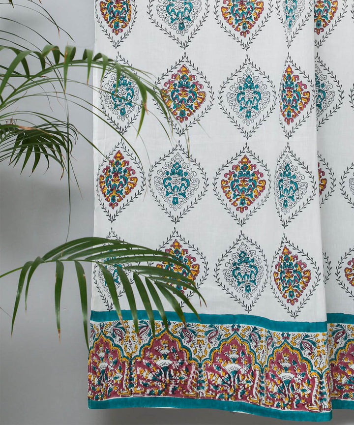 Multicolor hand block printed sanganeri cotton door curtain